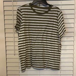 a.n.a Olive and White Striped Tee